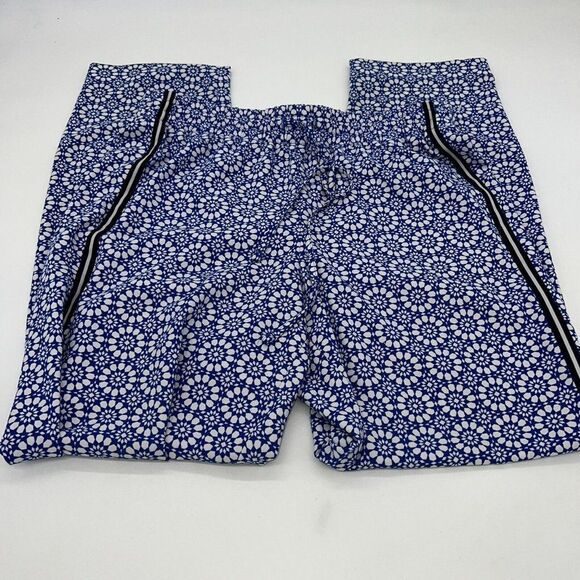 talbots size Small career wear work pants Wide Leg Stripe blue white - Picture 1 of 5